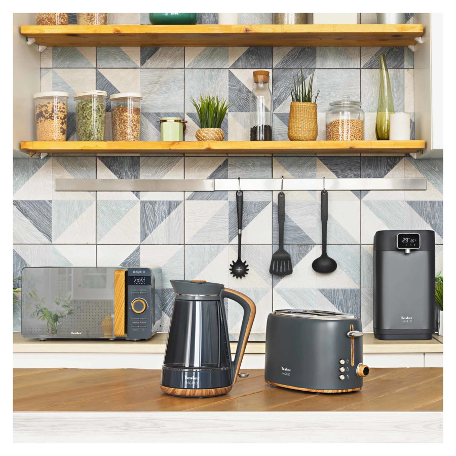 Чайник электрический TESLER Ingrid KT-1750 GREY 1,7 л, 2200 Вт, 21.3х17.1х26.6 см, стекло, серый