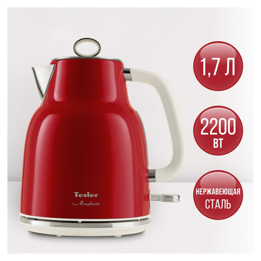 Чайник электрический TESLER KT-1760 RED 1,7 л, красный