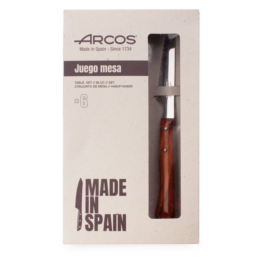 Набор ножей для стейка Arcos Steak Knives 11 см, 6 шт, рукоять прессованное дерево