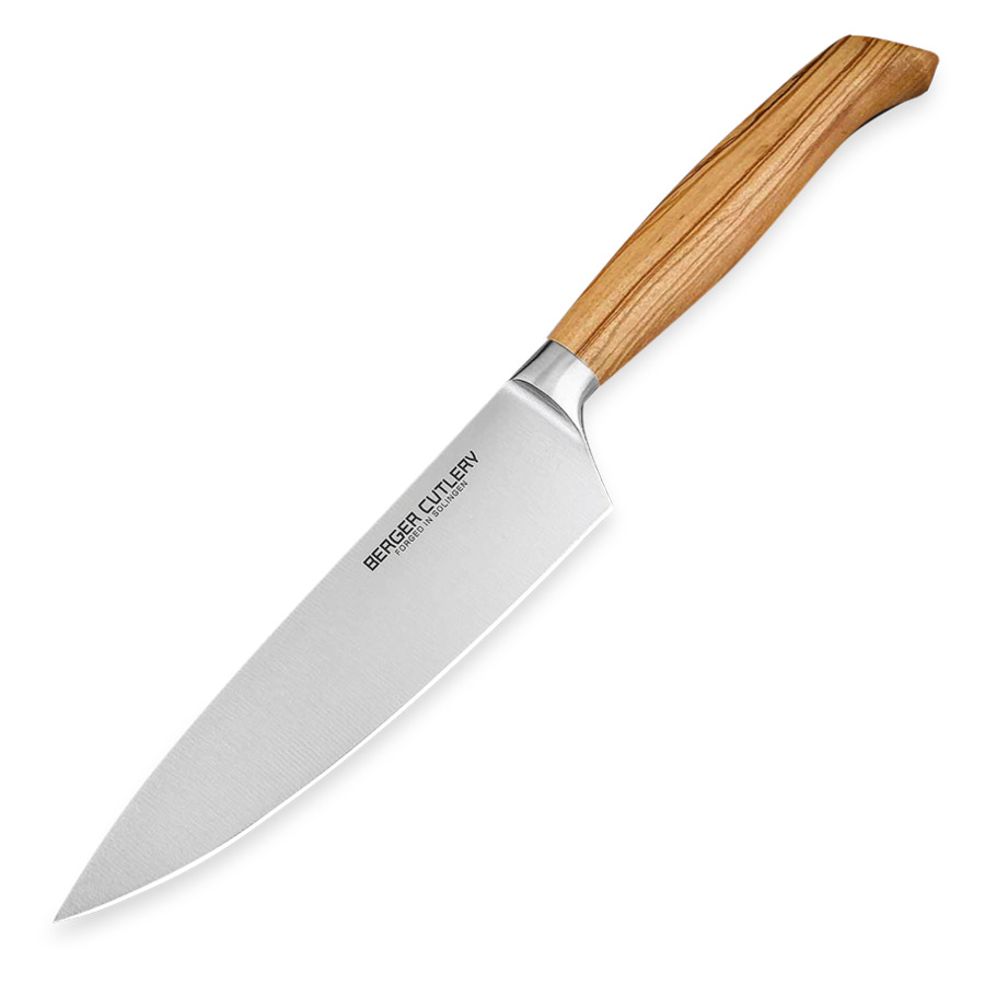 Нож поварской Шеф Berger Cutlery Ergo Line Olive 16 см, кованая сталь, рукоять из оливы