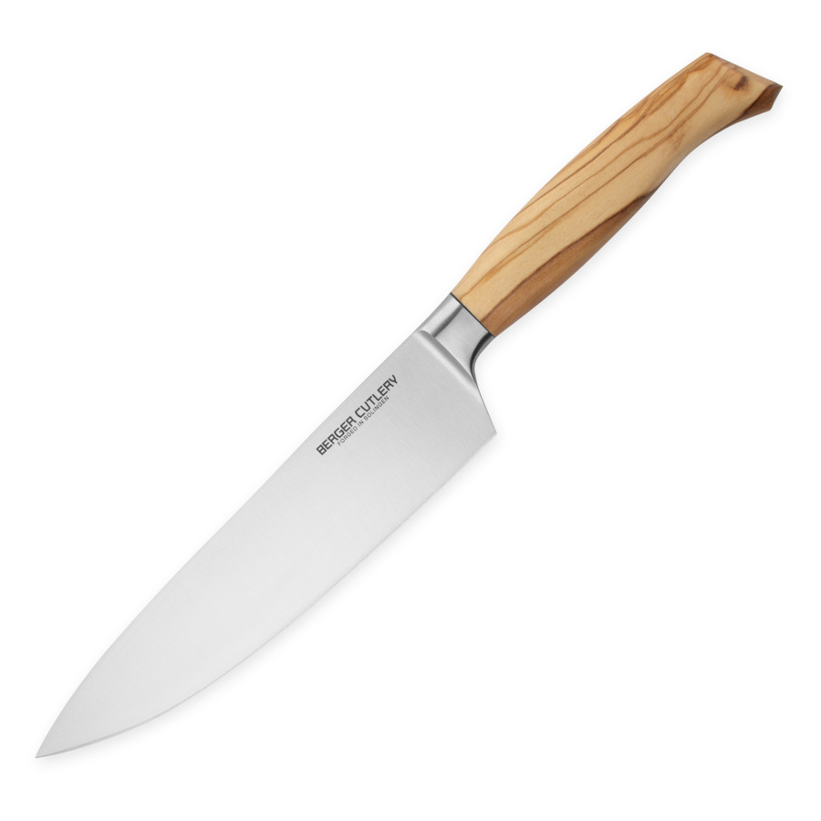 Нож поварской Шеф Berger Cutlery Ergo Line Olive 21 см, кованая сталь, рукоять из оливы