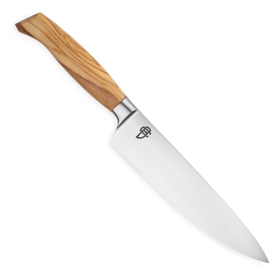 Нож поварской Шеф Berger Cutlery Ergo Line Olive 21 см, кованая сталь, рукоять из оливы