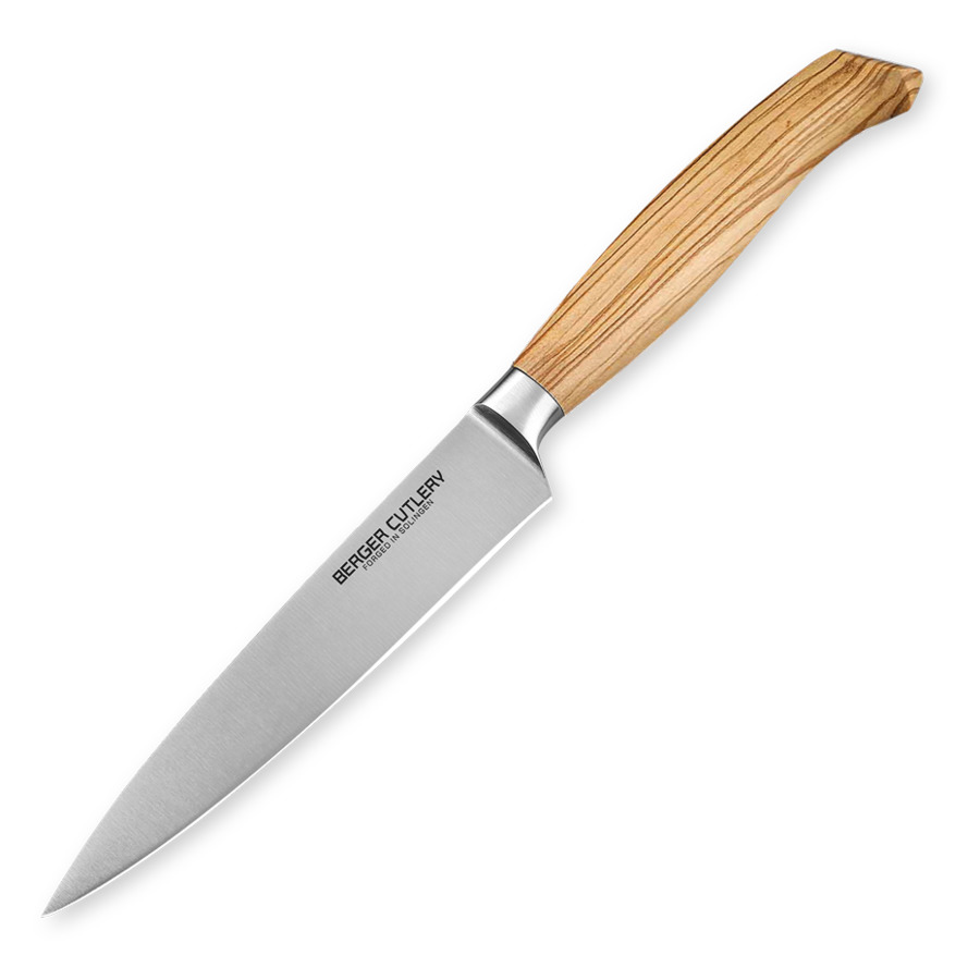 Нож универсальный Berger Cutlery Ergo Line Olive 16 см, кованая сталь, рукоять из оливы