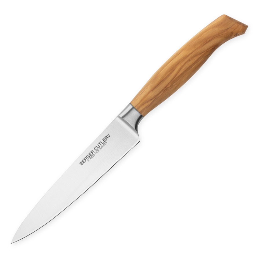 Нож универсальный Berger Cutlery Ergo Line Olive 16 см, кованая сталь, рукоять из оливы