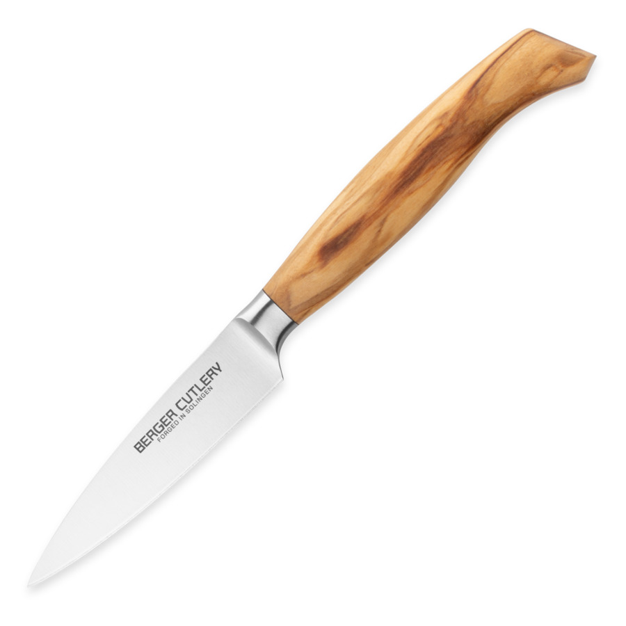 Нож для чистки и нарезки Berger Cutlery Ergo Line Olive 9 см, кованая сталь, рукоять из оливы