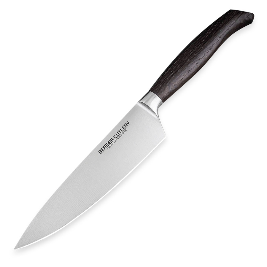 Нож поварской Шеф Berger Cutlery Ergo Line Smoked Oak 16 см, кованая сталь, рукоять из копченого дуб