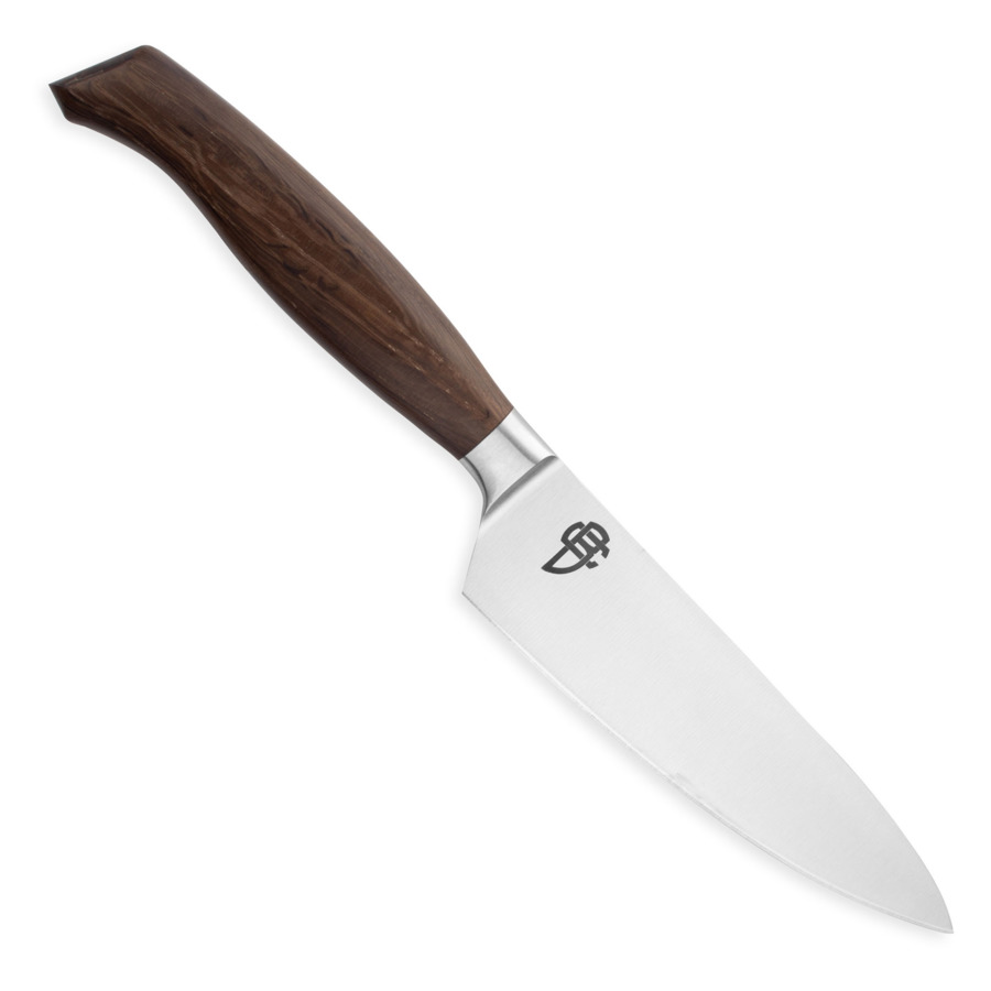 Нож поварской Шеф Berger Cutlery Ergo Line Smoked Oak 16 см, кованая сталь, рукоять из копченого дуб