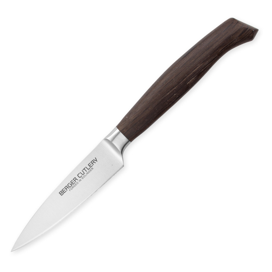 Нож для чистки и нарезки Berger Cutlery Ergo Line Smoked Oak 9 см, кованая сталь, рукоять из копчено