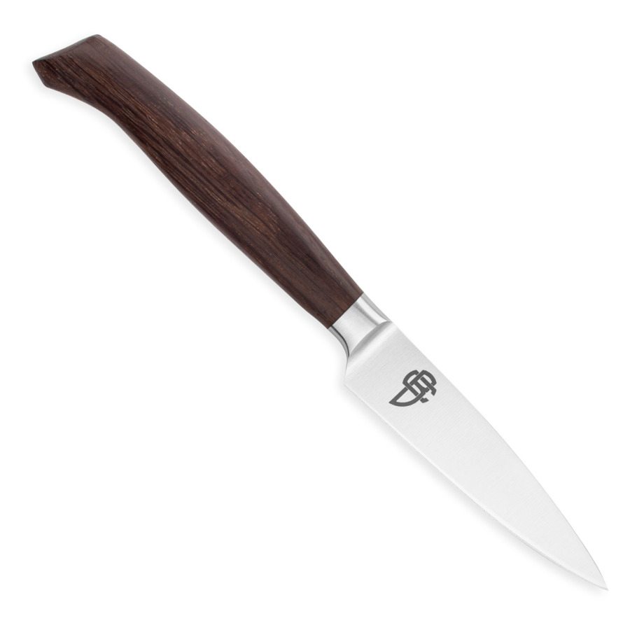 Нож для чистки и нарезки Berger Cutlery Ergo Line Smoked Oak 9 см, кованая сталь, рукоять из копчено