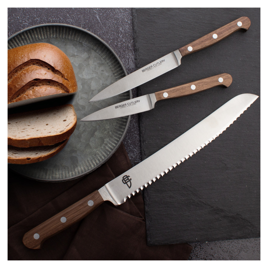 Нож для хлеба Berger Cutlery Classic Walnut 20 см, кованая сталь, рукоять из ореха