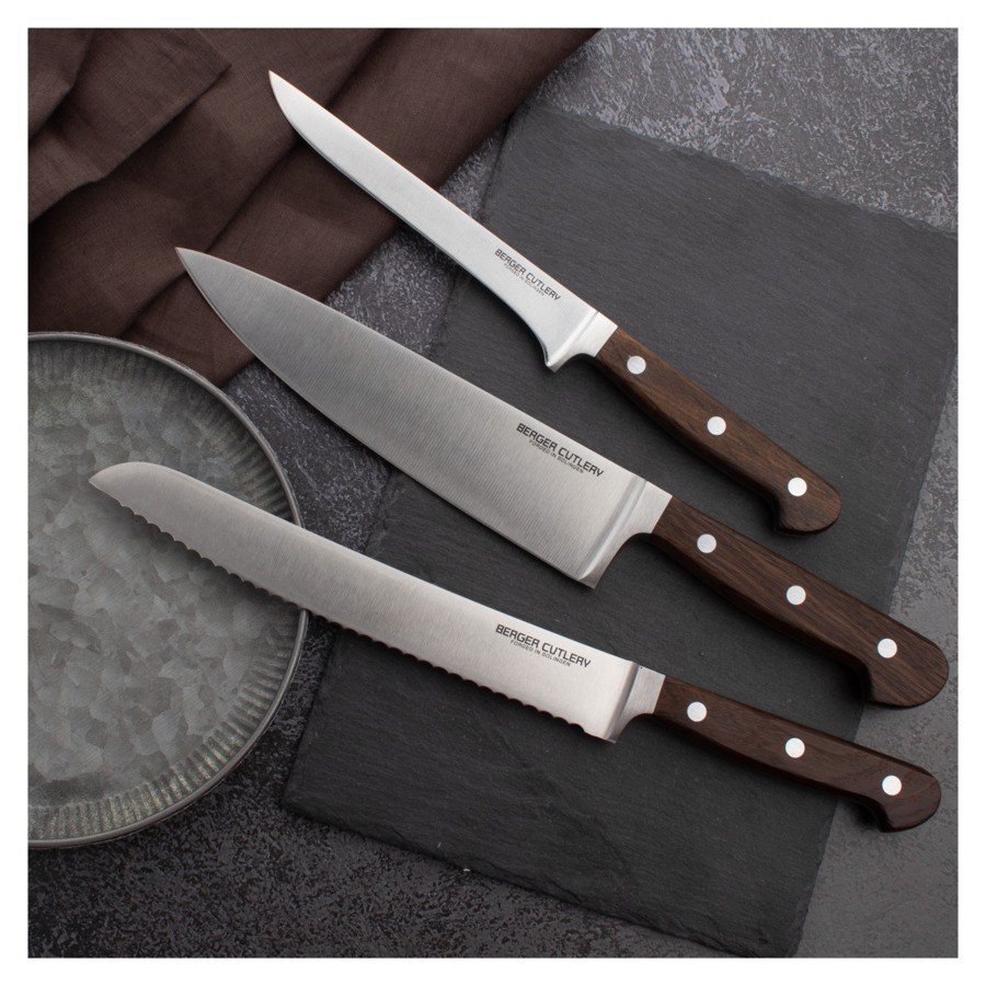 Нож обвалочный Berger Cutlery Classic Smoked Oak 16 см, кованая сталь, рукоять из копченого дуба