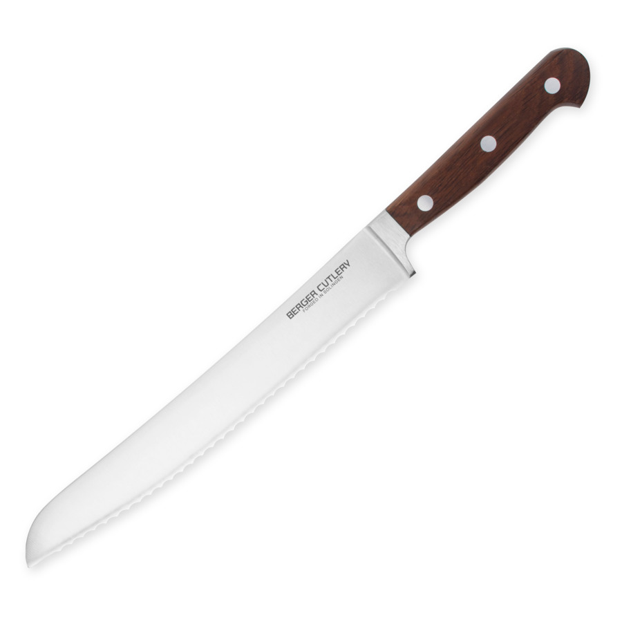 Нож для хлеба Berger Cutlery Classic Smoked Oak 20 см, кованая сталь, рукоять из копченого дуба