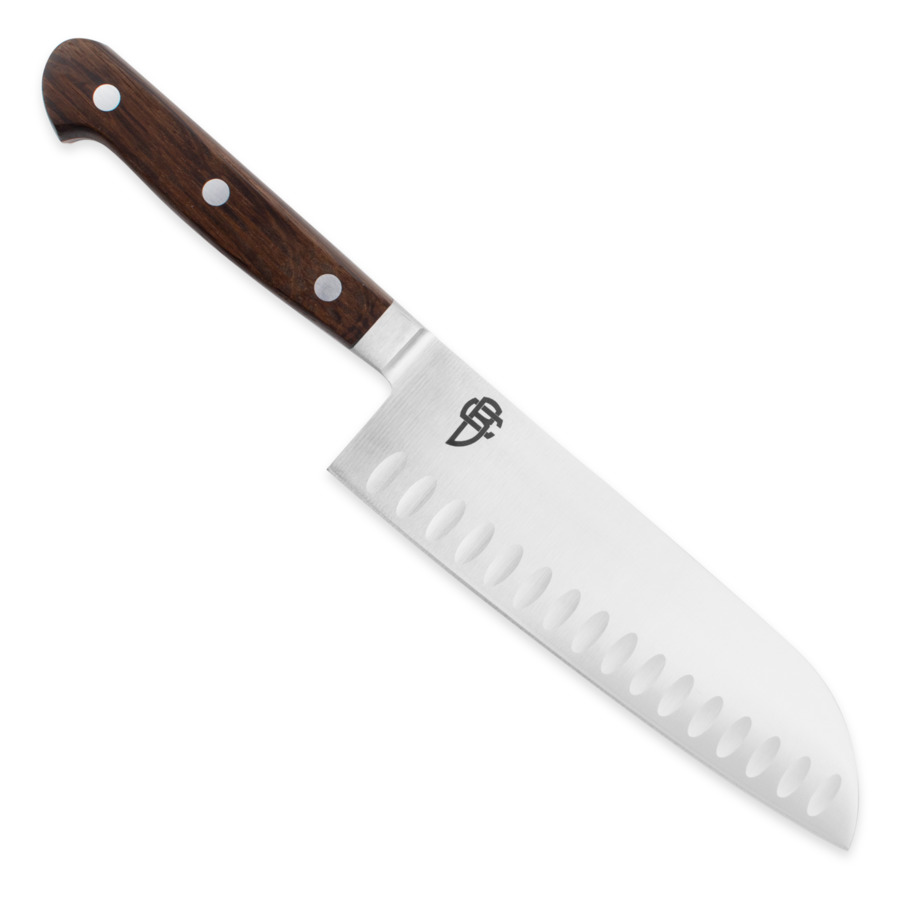 Нож поварской Сантоку Berger Cutlery Classic Smoked Oak 18 см, кованая сталь, рукоять из копченого д