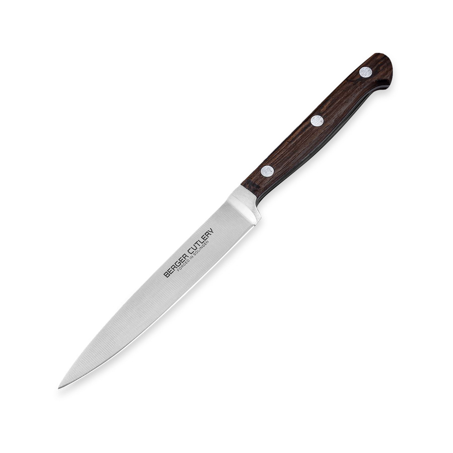 Нож для чистки и нарезки Berger Cutlery Classic Smoked Oak 12 см, кованая сталь, рукоять из копченог