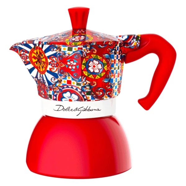 Кофеварка гейзерная Bialetti Moka Induction Dolce&Gabbana 4 порции, сталь, красная