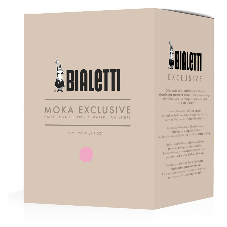 Кофеварка гейзерная Bialetti Moka Express Exclusive на 6 порций, алюминий, розовая