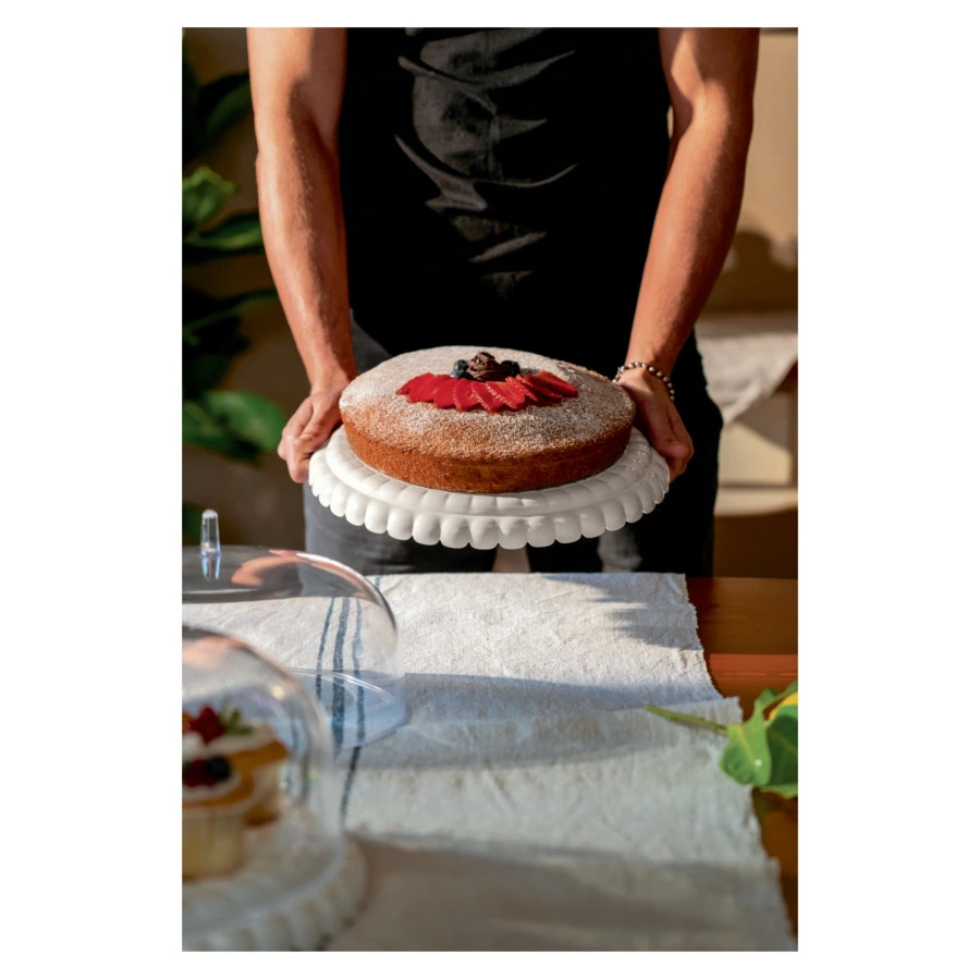 Блюдо сервировочное с крышкой Guzzini Tiffany 36 см, пластик, серо-бежевое