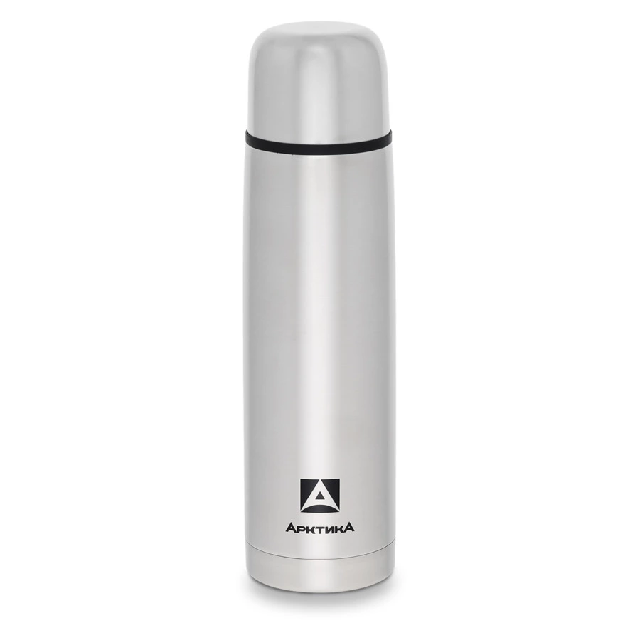 Термос для напитков с узким горлом и пробкой Арктика 1 л, сталь нержавеющая, стальной
