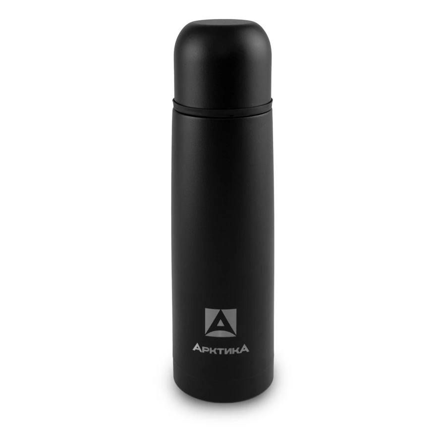 Термос для напитков с узким горлом и глухой пробкой Арктика 500 мл, сталь нержавеющая, черный песок