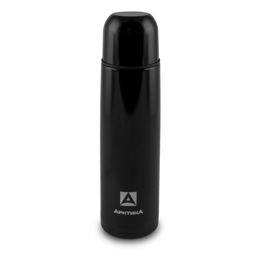 Термос для напитков с узким горлом и глухой пробкой Арктика 750 мл, сталь нержавеющая, черный оникс