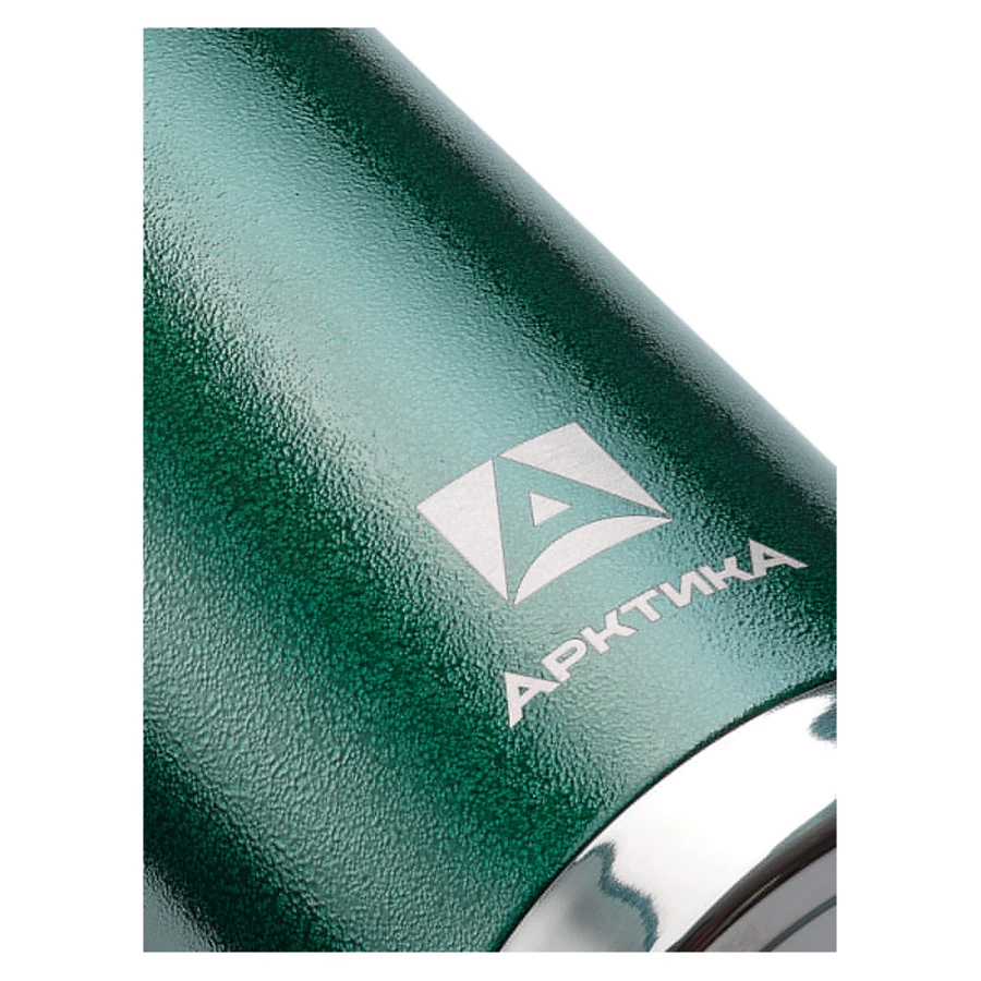 Термос для напитков с 2 накручивающимися чашками Арктика 1,2 л, сталь нержавеющая, зеленый