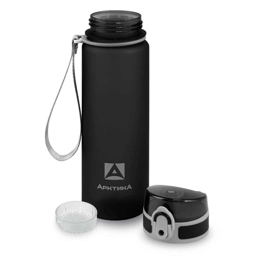 Бутылка для воды с ситечком Арктика 500 мл, тритан, черная матовая