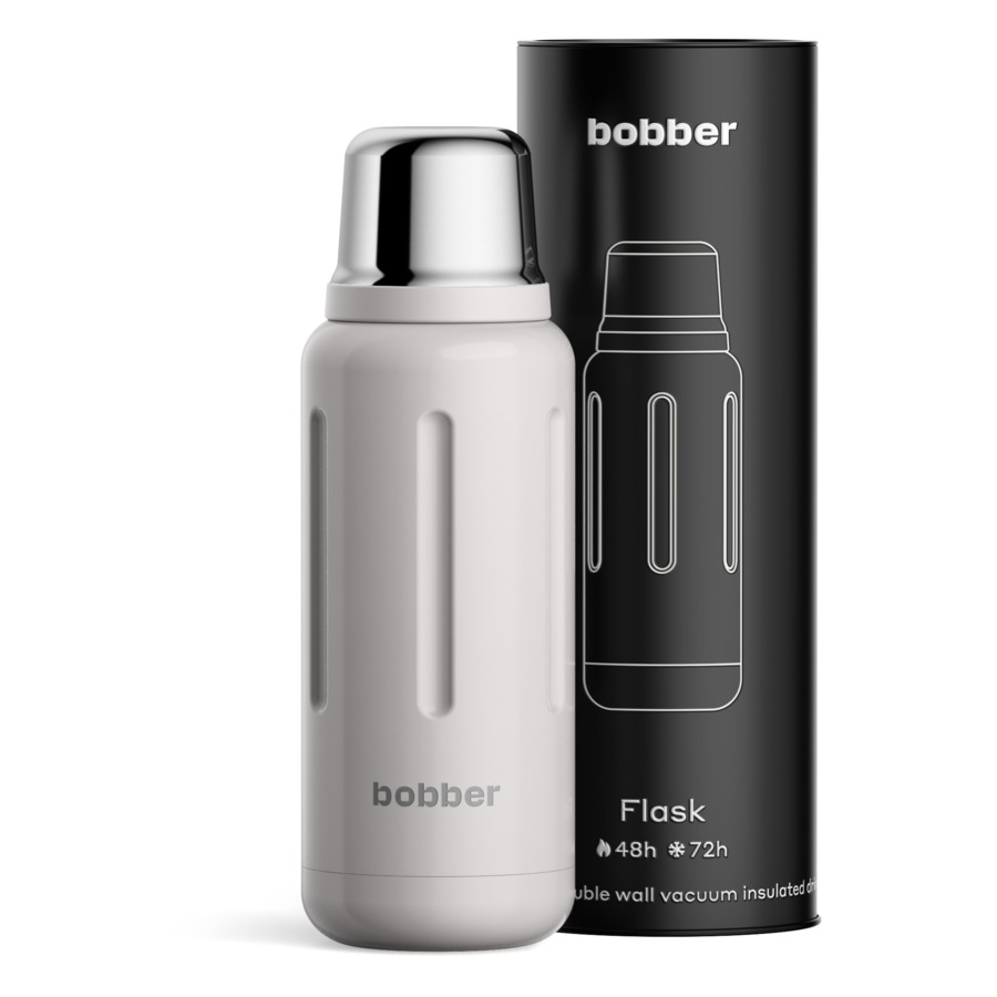 Термос для напитков Bobber Flask 1 л, сталь нержавеющая, серый