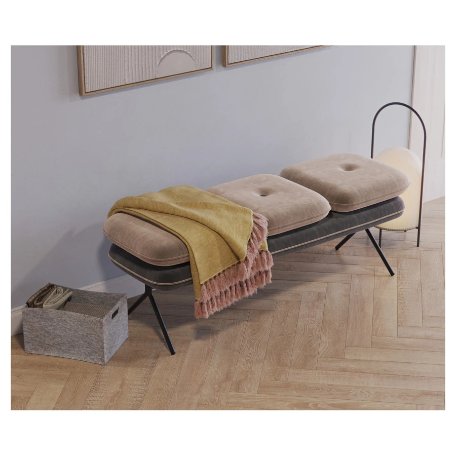 Банкетка Bergenson Bjorn Pea, велюр, бежево темно-серая