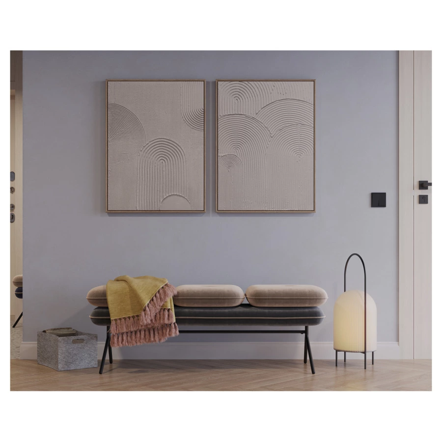 Банкетка Bergenson Bjorn Pea, велюр, бежево темно-серая