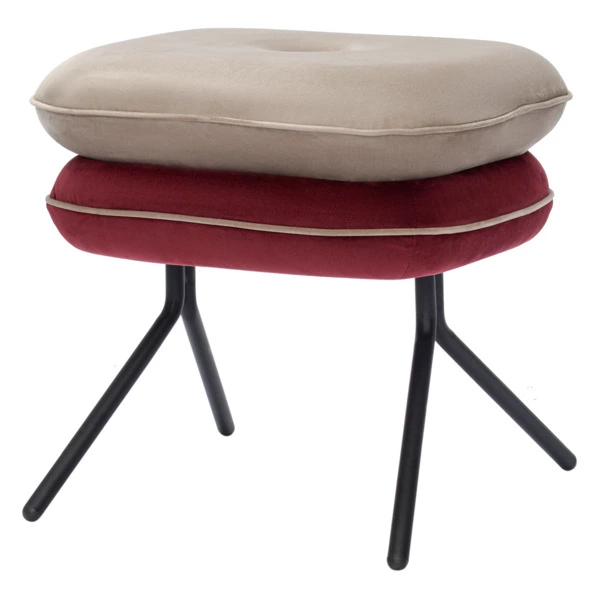 Пуф Bergenson Bjorn Pea, велюр, бежево-бордовый