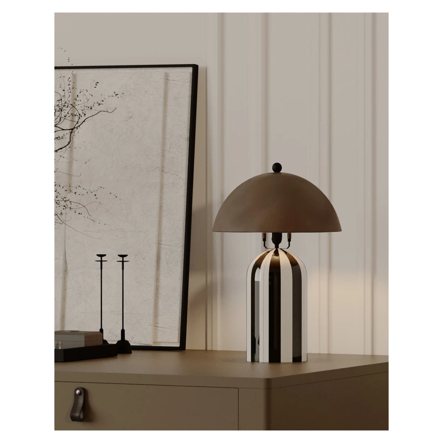 Светильник настольный Bergenson Bjorn Anniken 25х38 см, черно-белый сливовый