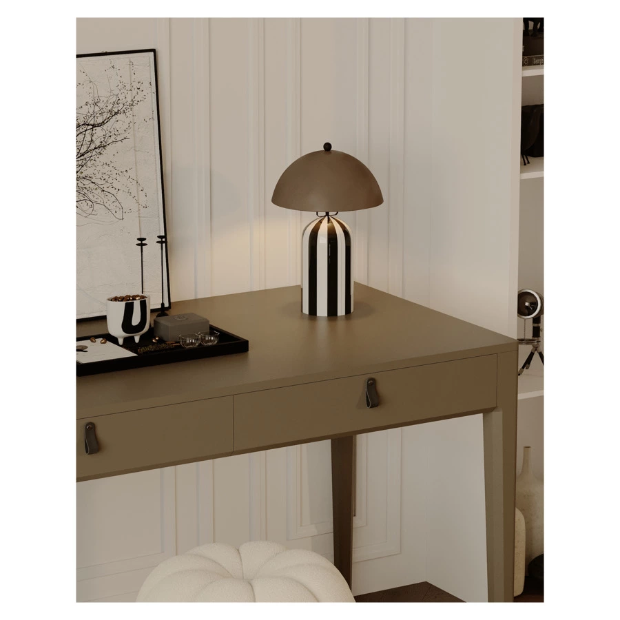 Светильник настольный Bergenson Bjorn Anniken 25х38 см, черно-белый сливовый