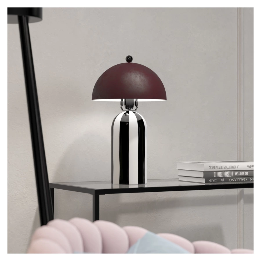 Светильник настольный Bergenson Bjorn Anniken 25х38 см, черно-белый сливовый