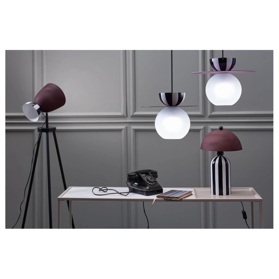 Светильник настольный Bergenson Bjorn Anniken 25х38 см, черно-белый сливовый