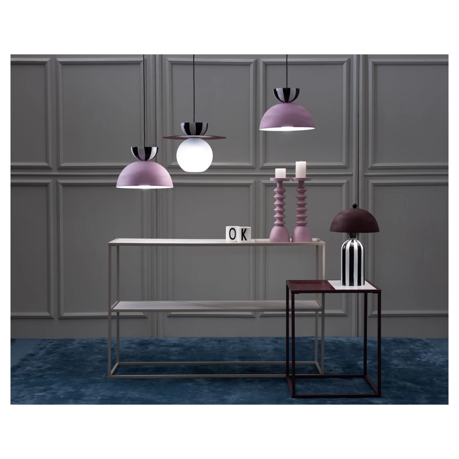 Светильник настольный Bergenson Bjorn Anniken 25х38 см, черно-белый сливовый