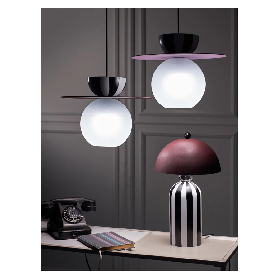 Светильник настольный Bergenson Bjorn Anniken 25х38 см, черно-белый сливовый