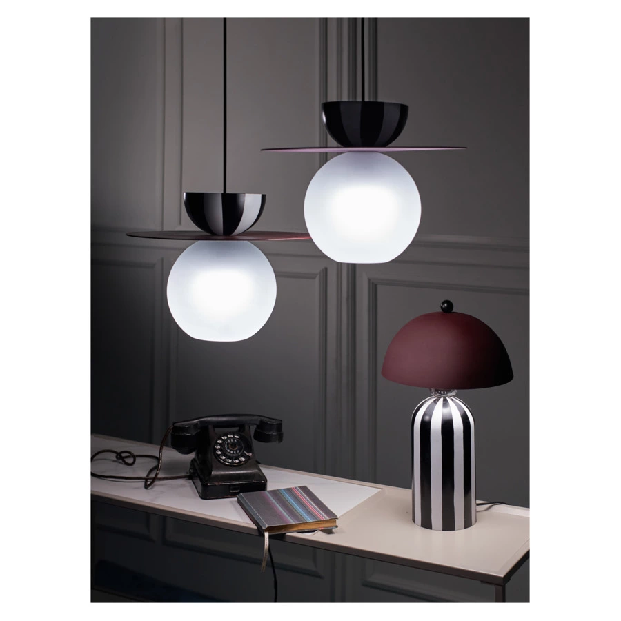 Светильник настольный Bergenson Bjorn Anniken 25х38 см, черно-белый сливовый