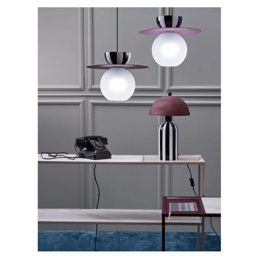 Светильник настольный Bergenson Bjorn Anniken 25х38 см, черно-белый сливовый