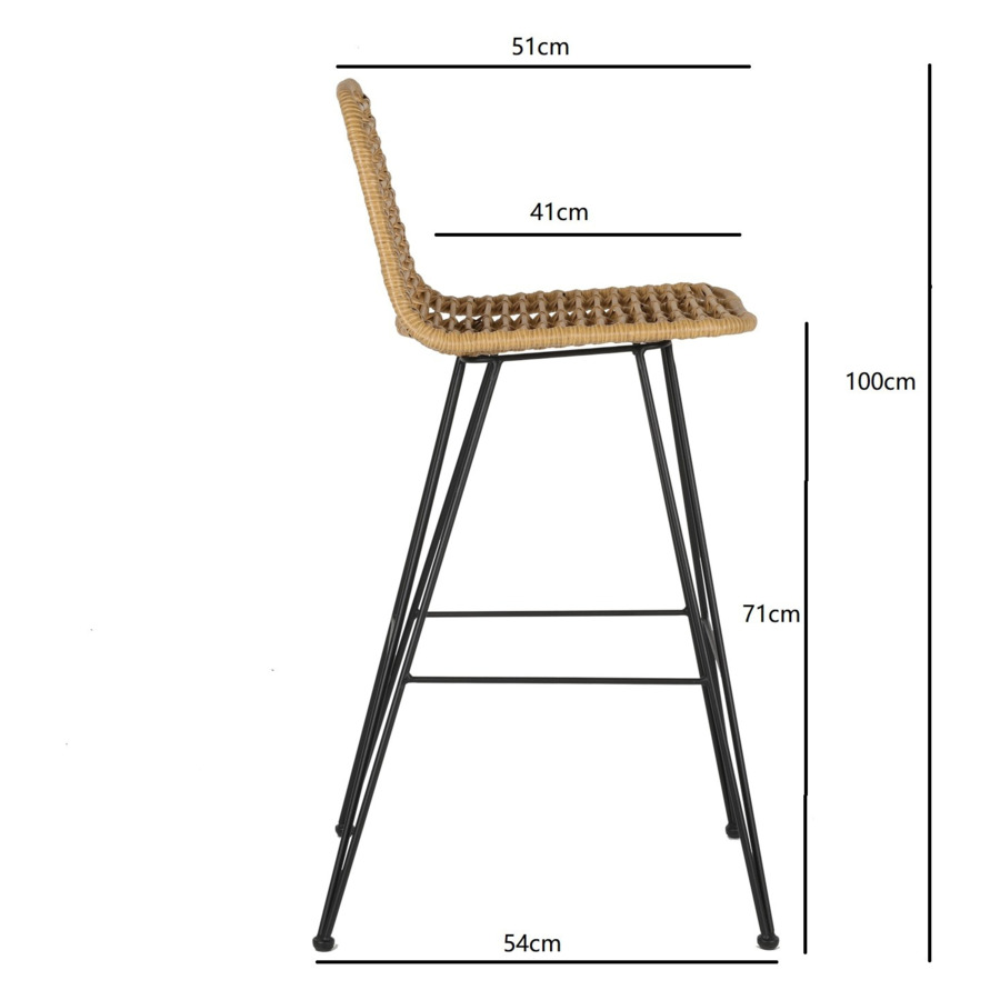 Стул барный Bergenson Bjorn Vetle Flat, ротанг