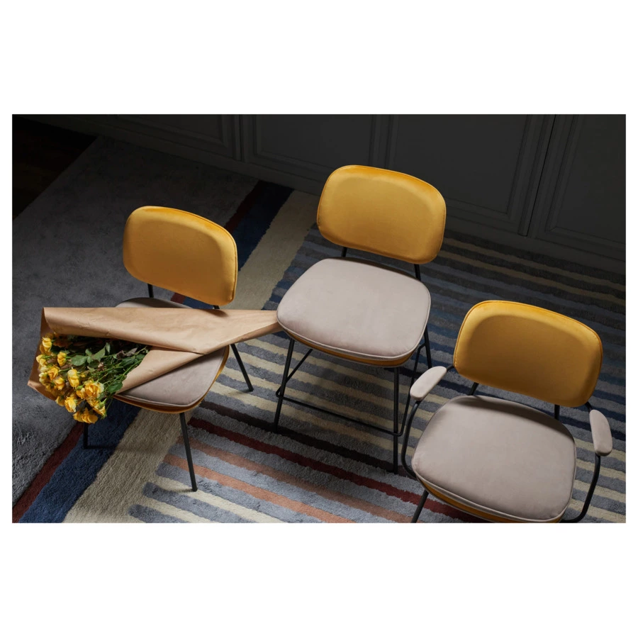 Стул с подлокотниками Bergenson Bjorn Pea, велюр, желто-бежевый