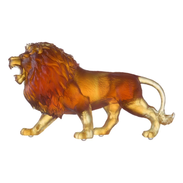Фигурка Decor de Table Pate de Verre Cristal Рычащий лев, хрустальное тесто, янтарная, п/к