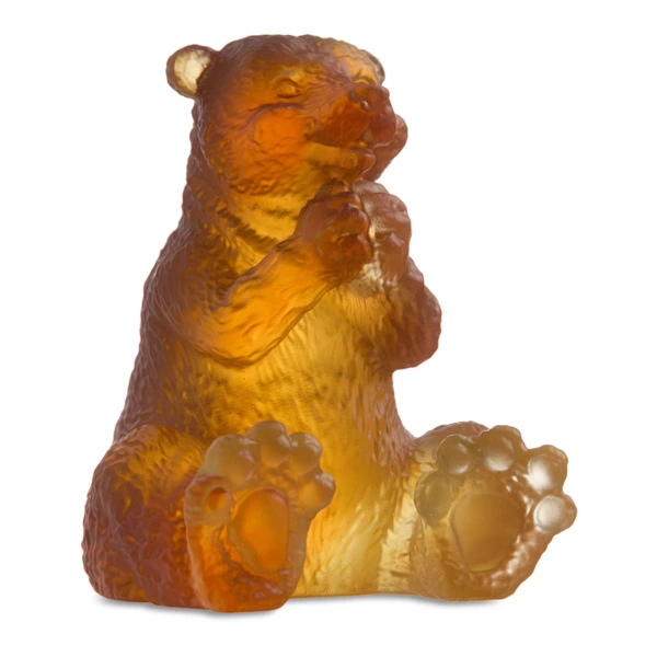 Фигурка Decor de Table Pate de Verre Cristal Медведь 7 см, хрустальное тесто, янтарная, п/к