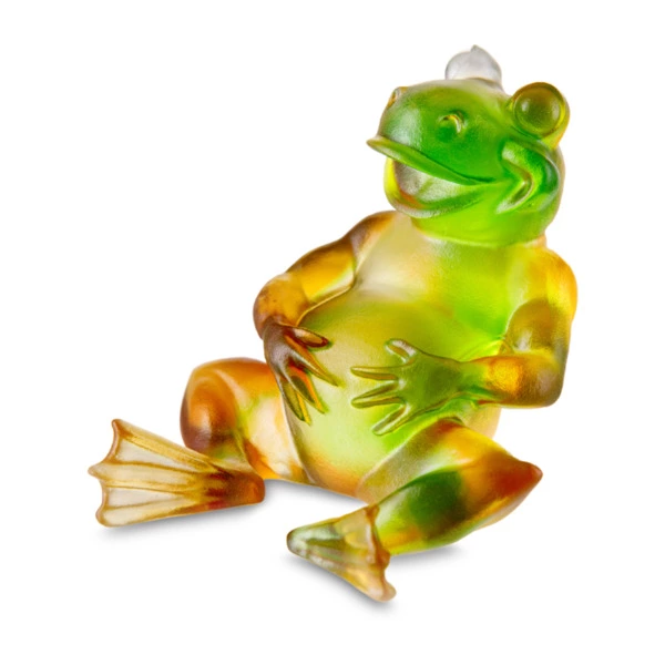 Фигурка Decor de Table Pate de Verre Cristal Лягушка сидит, хрустальное тесто, янтарно-зеленая, п/к