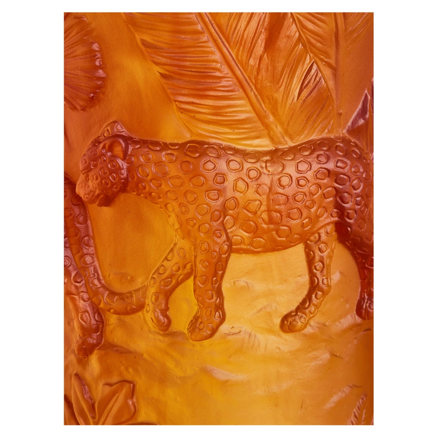 Ваза настольная Decor de Table Pate de Verre Cristal Пантера 30 см, хрустальное тесто, янтарная, п/к