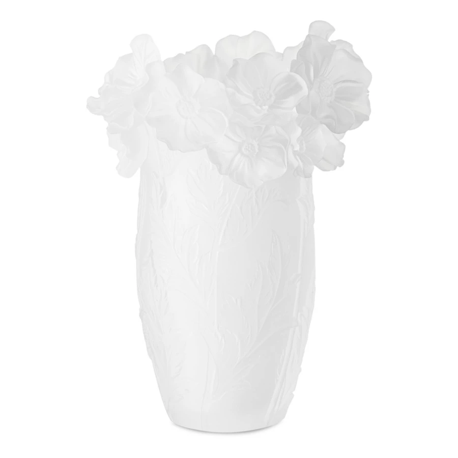 Ваза настольная Decor de Table Pate de Verre Cristal Анемон 20 см, хрустальное тесто, белая, п/к