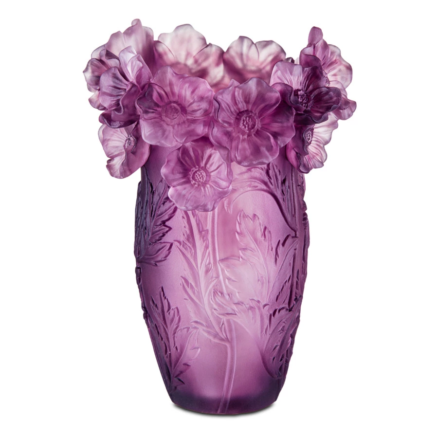Ваза настольная Decor de Table Pate de Verre Cristal Анемон 20 см, хрустальное тесто, пурпурная, п/к