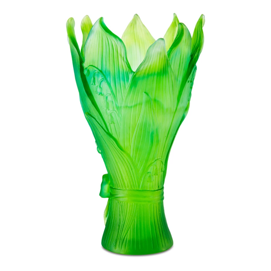 Ваза настольная Decor de Table Pate de Verre Cristal Ландыш 22 см, хрустальное тесто, зеленая, п/к