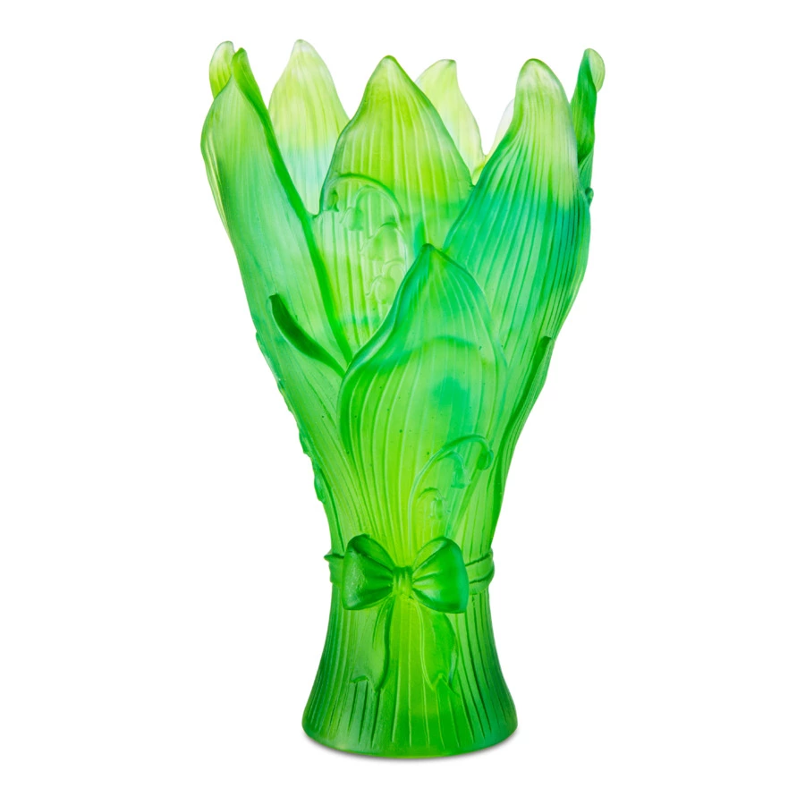 Ваза настольная Decor de Table Pate de Verre Cristal Ландыш 22 см, хрустальное тесто, зеленая, п/к
