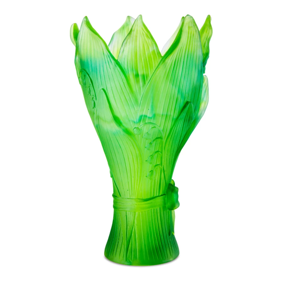 Ваза настольная Decor de Table Pate de Verre Cristal Ландыш 22 см, хрустальное тесто, зеленая, п/к