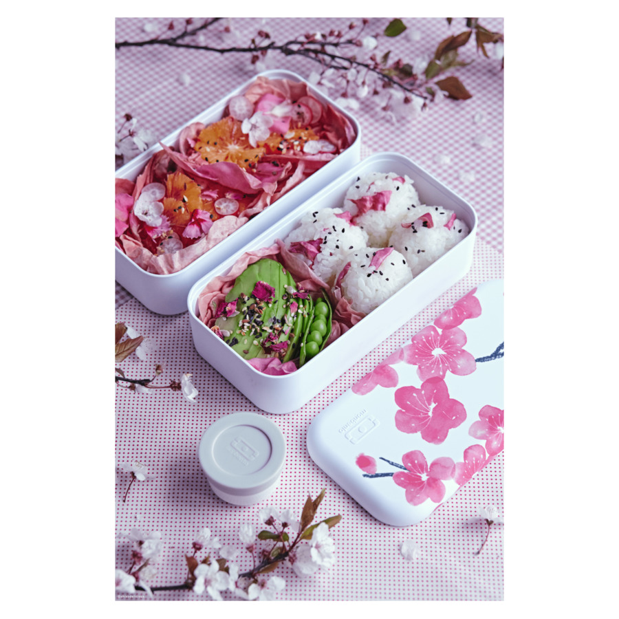 Ланч-бокс Monbento Original 9,8х18,1х10,5см, пластик, белый с цветами